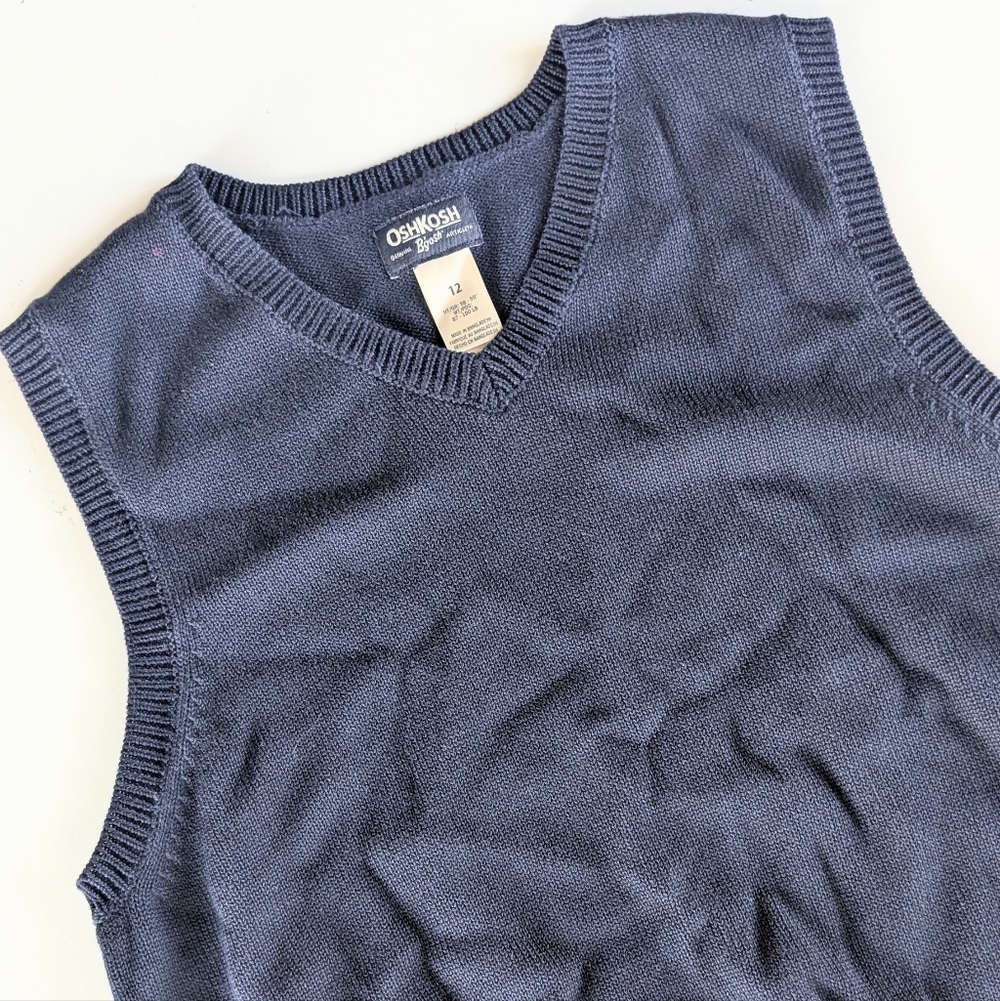 OshKosh B’gosh Boys Navy Blue Knit Sweater Vest – Size 12 – NWT